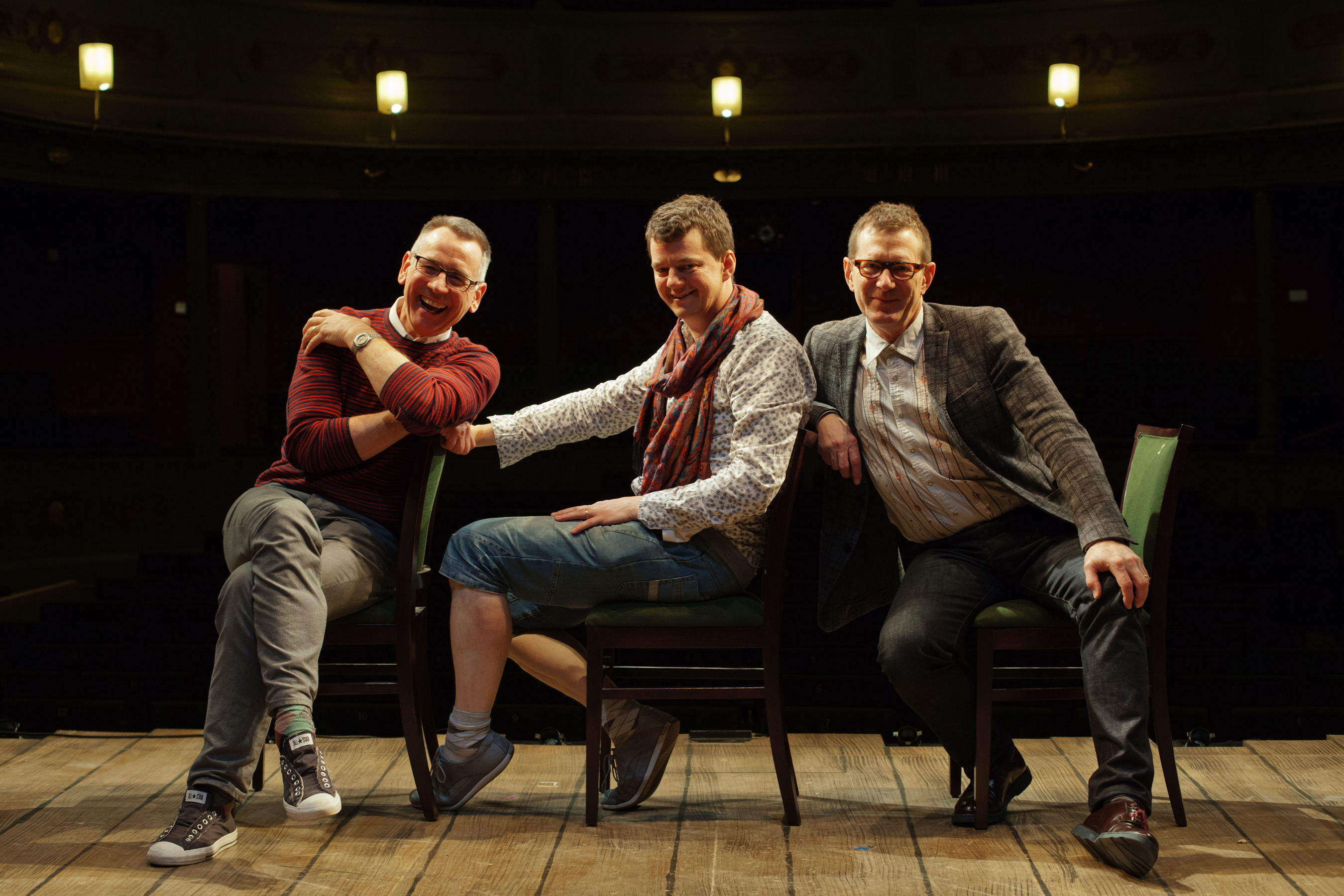 Tom Morris (centre) with Adrian Kohler and Basil Jones of Handsprung. Photo: Farrows Creative