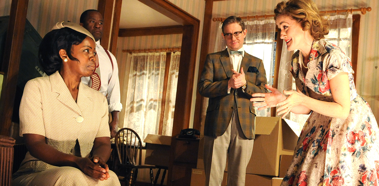 Lorna Brown, Lucian Msamati, Martin Freeman and Sophie Thompson in the 2010 production of Clybourne Park at the Royal Court, London