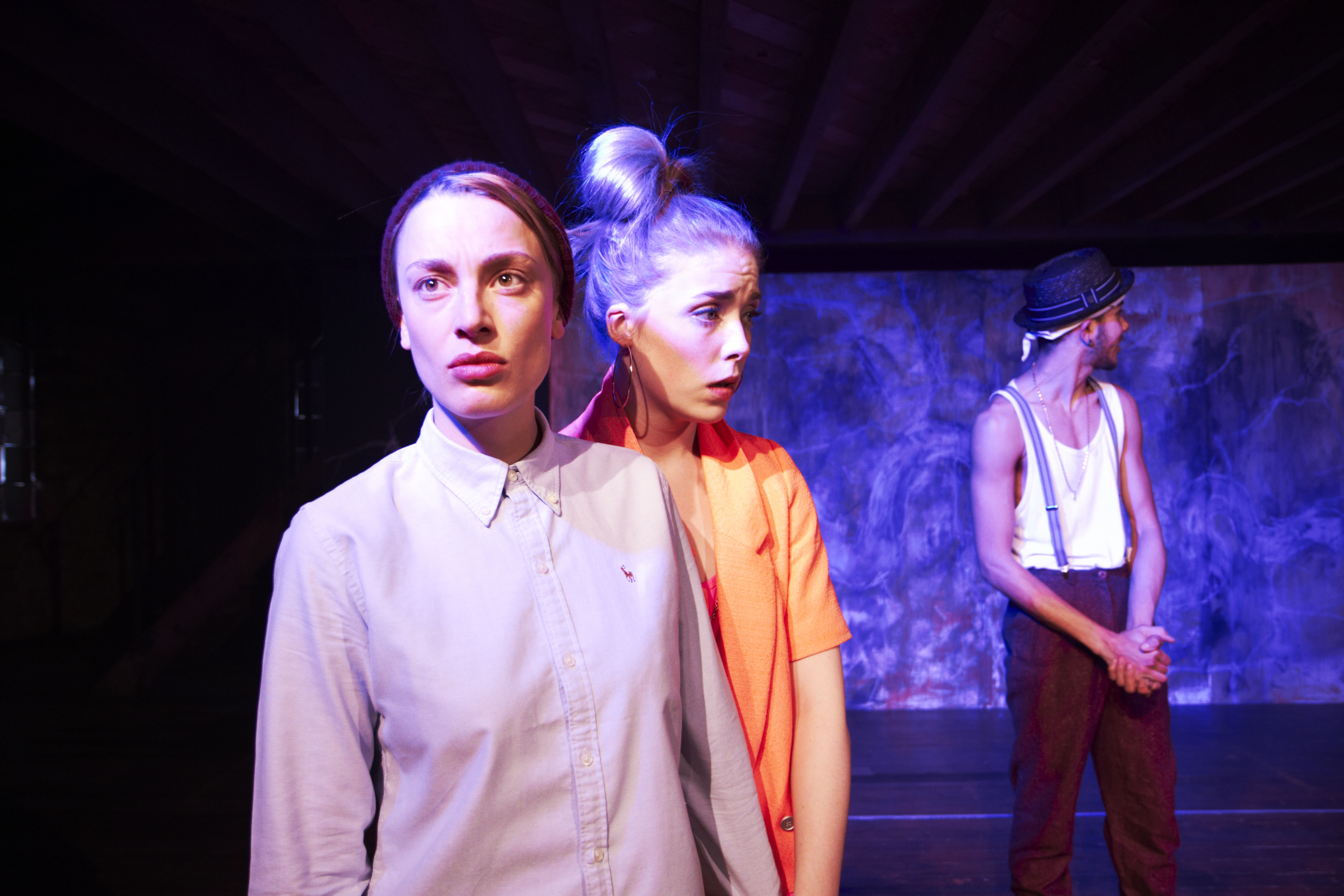 National Youth Theatre Rep Company Members Ruby Wild, Hannah Morrish and Lewis Griffith in As You Like It in September 2012. Photograph by Ambra Vernuccio