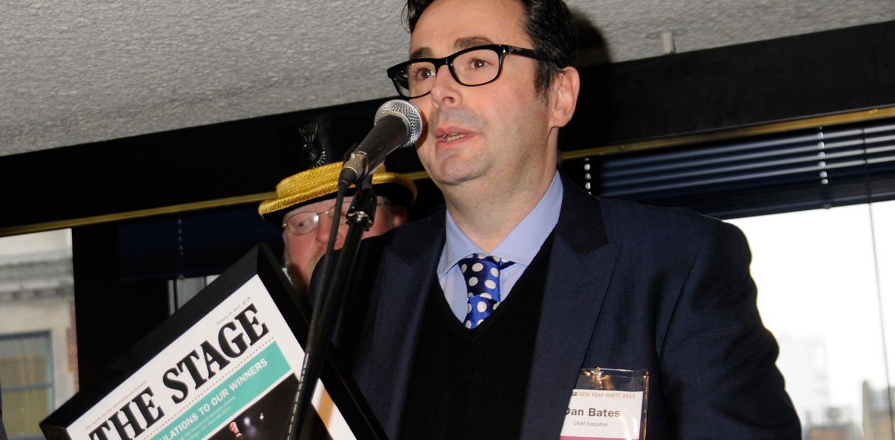 Dan Bates, chief executive of Sheffield Theatres, accepting the award for regional theatre of the year at The Stage Awards 2013. . Photo: Stephanie Methven