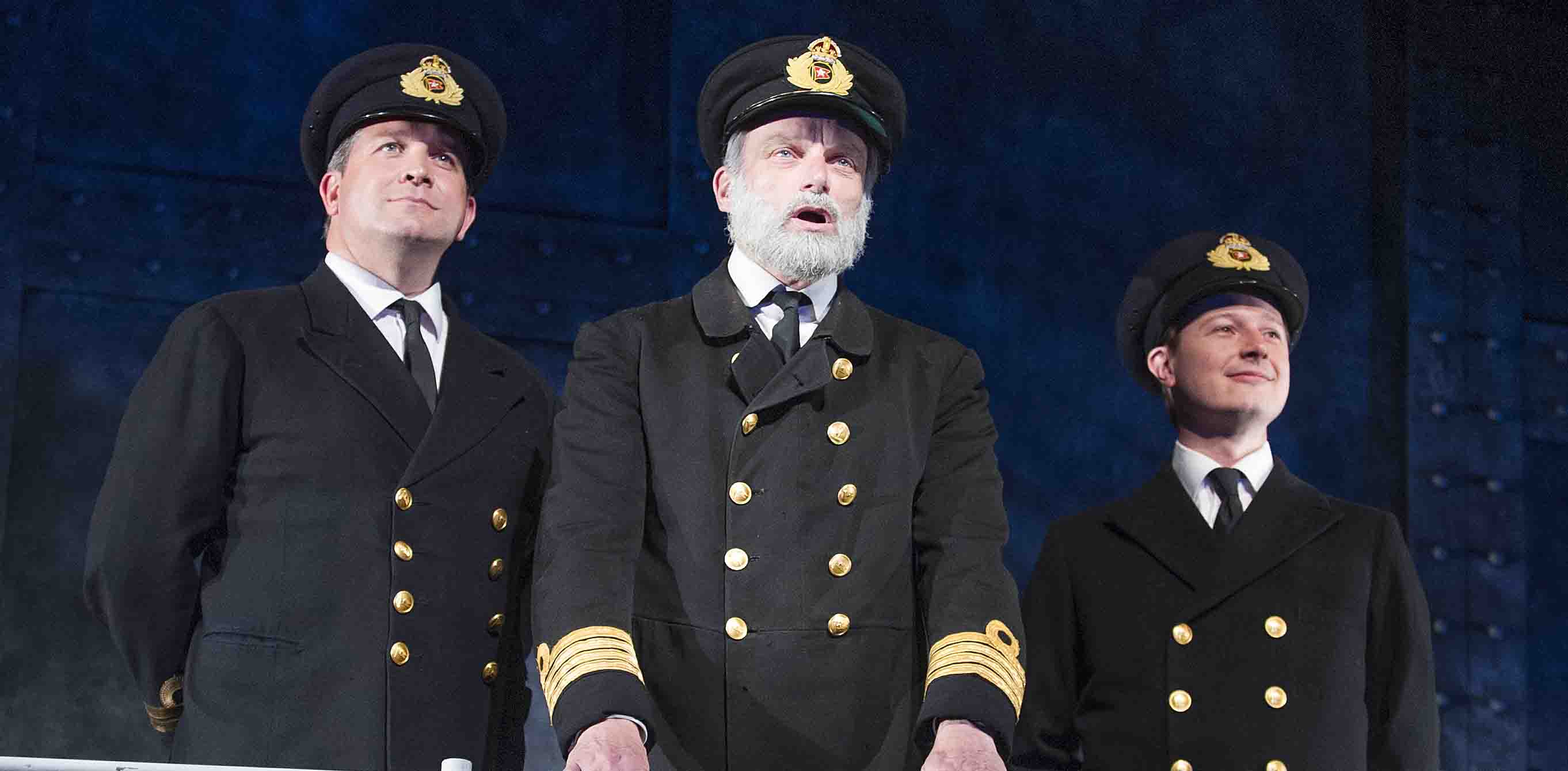 Sion Lloyd, Philip Rham and Dominic Brewer in Titanic at Southwark Playhouse in 2013. Photo: Tristram Kenton