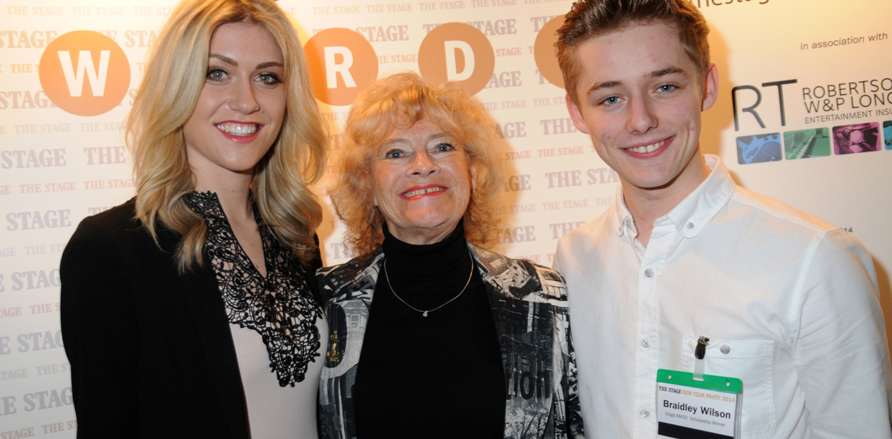 Ayesha Reid and Braidley Wilson, previous MADD College Scholarship winners with principal Frances Clayton at The Stage New Year Party. Photo: Stephanie Methven