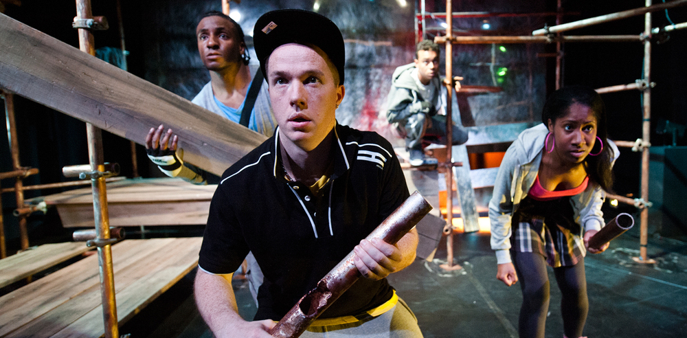 Joe Jacobs, Frank C Keogh, Ashkey J and Kandace Cane in Look to the Sky at the Half Moon Theatre. Photo: Patrick Baldwin