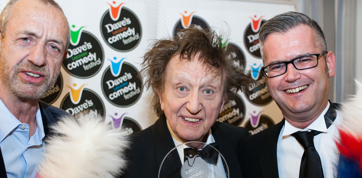 Arthur Smith with Ken Dodd and Geoff Rowe. Photo: Scott Choucino.