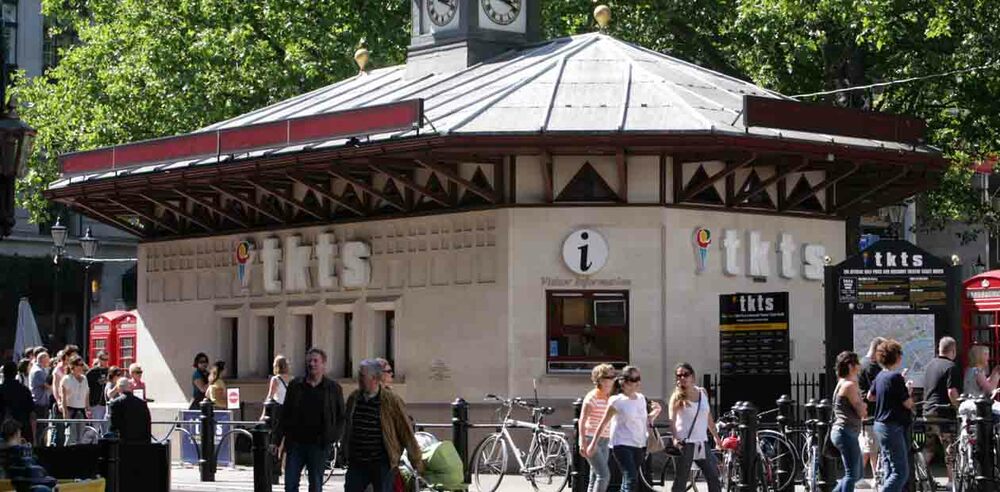 The TKTS booth in Leicester Square offers discounted tickets to West End shows.