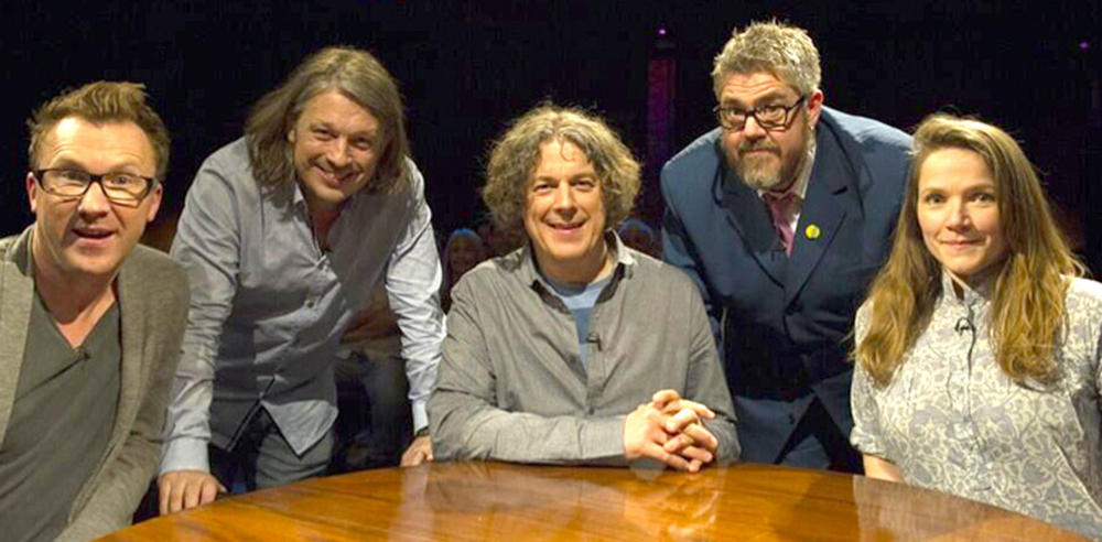 Alan Davies and guests on As Yet Untitled. Photo: UK TV