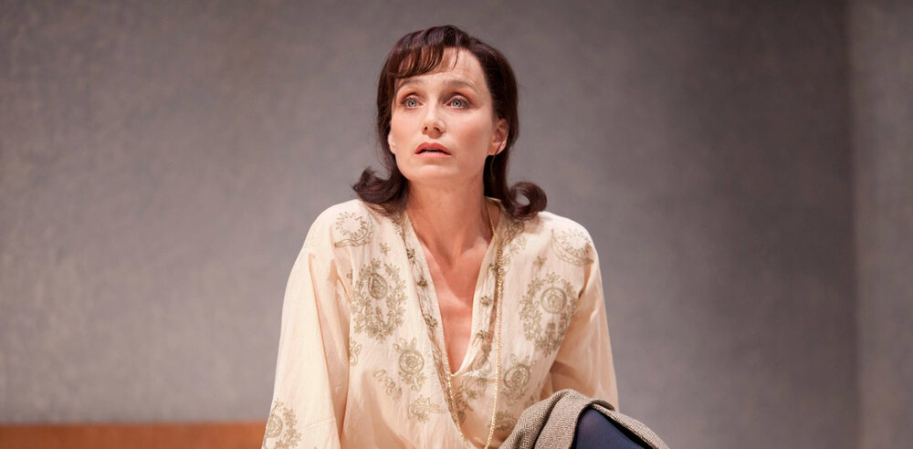 Kristin Scott Thomas, pictured in Betrayal at the Harold Pinter Theatre, has been made a dame in the Queen's New Year honours list. Photo: Johan Persson