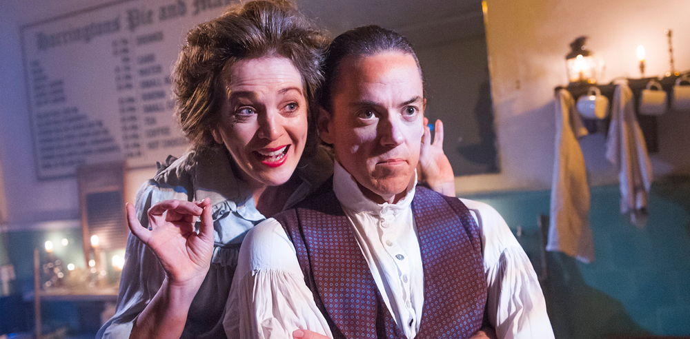 Siobhan McCarthy and Jeremy Secomb in Sweeney Todd at Harrington's Pie and Mash in Tooting. Photo: Tristram Kenton