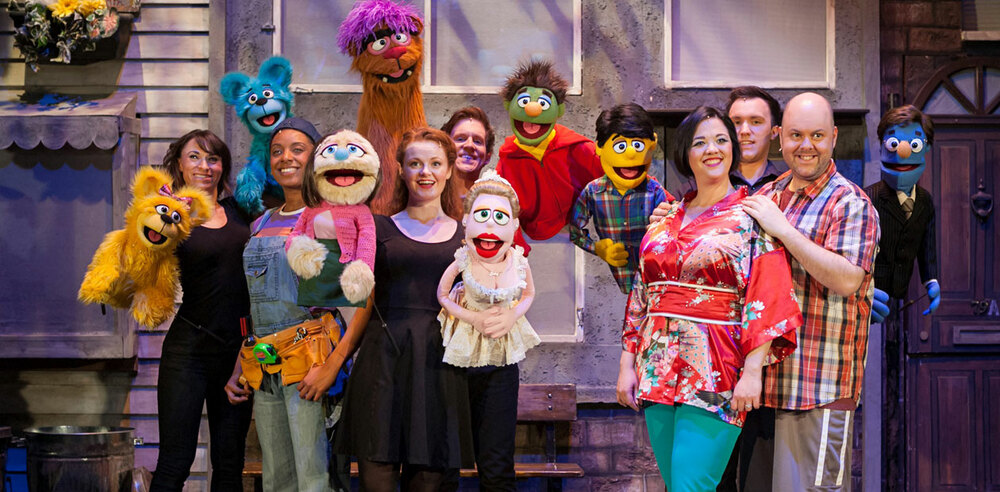 The cast of the Avenue Q 2014 tour. Photo: Darren Bell