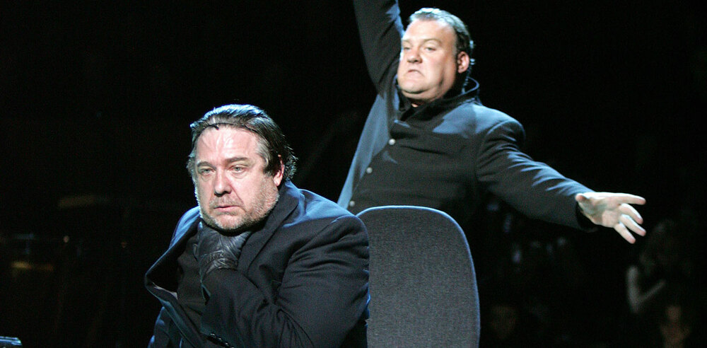 Philip Quast and Bryn Terfel in Sweeney Todd at the Royal Festival Hall in 2007. Photo: Tristram Kenton