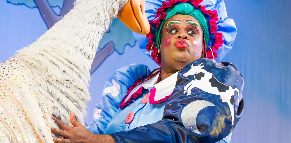 Clive Rowe in Mother Goose. Photo: Tristram Kenton