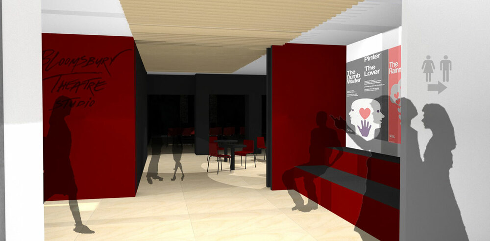 A mock up of the entrance area of Bloombury Theatre's new studio