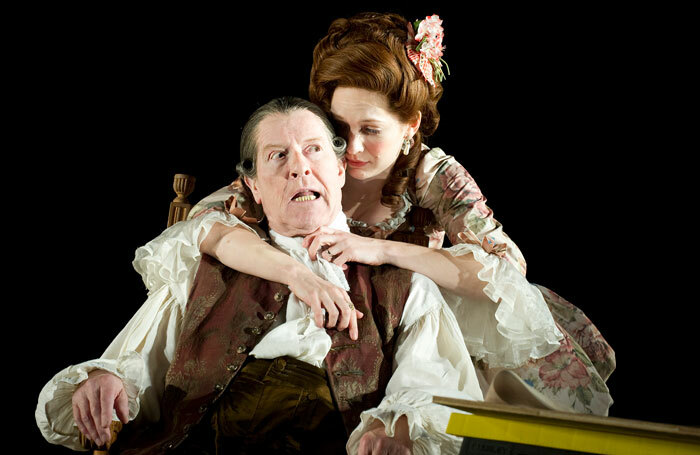 Alan Howard with  Katherine Parkinson in The School for Scandal at the Barbican Theatre in 2011. Photo: Tristram Kenton