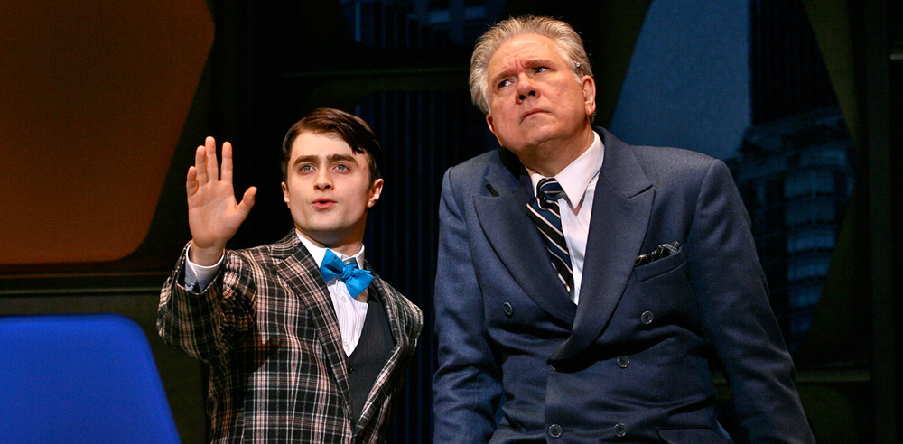 Daniel Radcliffe and John Larroquette in How to Succeed in Business Without Really Trying on Broadway in 2011. Photo: Ari Mintz