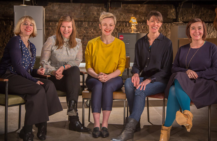 Carol Morley, Jessica Hynes, Maxine Peake, Clio Barnard and Vicky Featherstone on the set of Artsnight. Photo: BBC