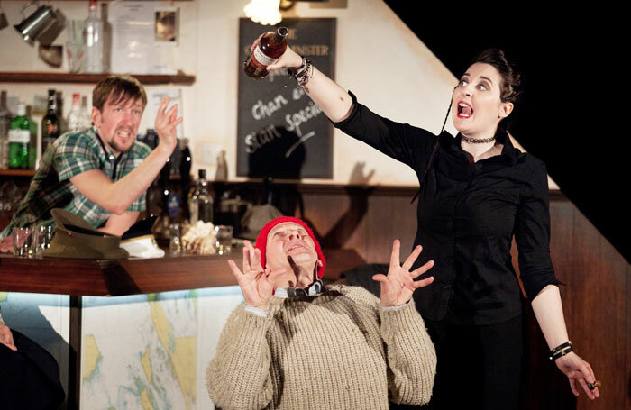 Calum MacDonald, Iain Macrae and MJ Deans in Uisge-Beatha Gu Leor/Whisky Galore. Photo: Drew Farrell