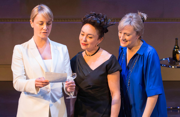 Tamzin Outhwaite with co-stars Samantha Spiro and Jenna Russell in Di and Viv and Rose at the Vaudeville Theatre earlier this year. Photo: Johan Persson