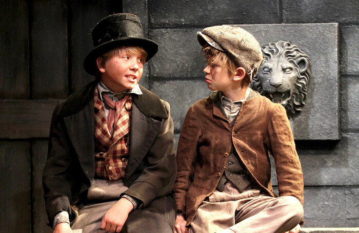 Ed Betton and Arthur Burdess in Oliver! at the Watermill Theatre. Photo: Philip Tull