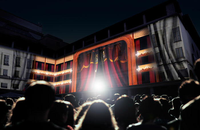 How the Royal Opera House will appear with a projection from company 59 Productions. Photo: Leo Warner