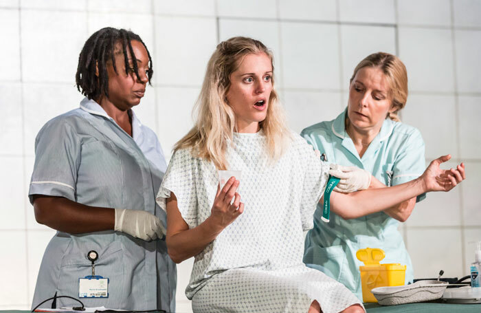 Jacqui Dubois, Denise Gough and Sally George in People, Places and Things at the Dorfman, National Theatre. Photo: Johan Persson