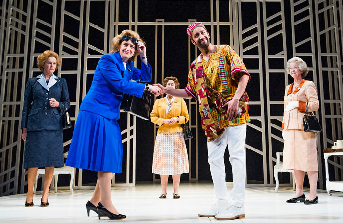 The cast of Handbagged at Belgrade Theatre Coventry. Photo: Tristram Kenton