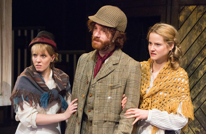 Louise Callaghan, Christian Edwards and Mabel Clements in Holy Mackerel at Sir John Mills Theatre, Ipswich. Photo: Mike Kwasniak