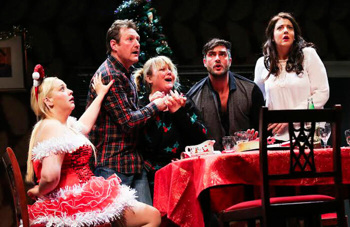 Caroline Curran, Jimmy Doran, Abigail McGibbon, Patrick Buchanan and Julie Maxwell in My Big Fat Belfast Christmas at Theatre at the Mill. Photo: John Murphy/Aurora Photographic Agency