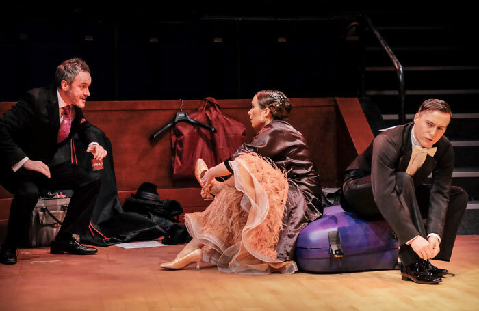 Jack Lord, Hannah Edwards and Isaac Stanmore in Kiss Me Quickstep at the New Vic, Newcastle-under-Lyme. Photo: Andrew Billington