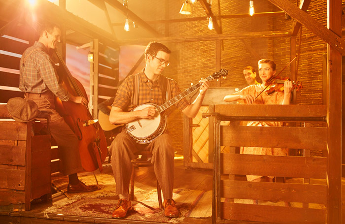 The cast of Bright Star at Cort Theatre, New York.