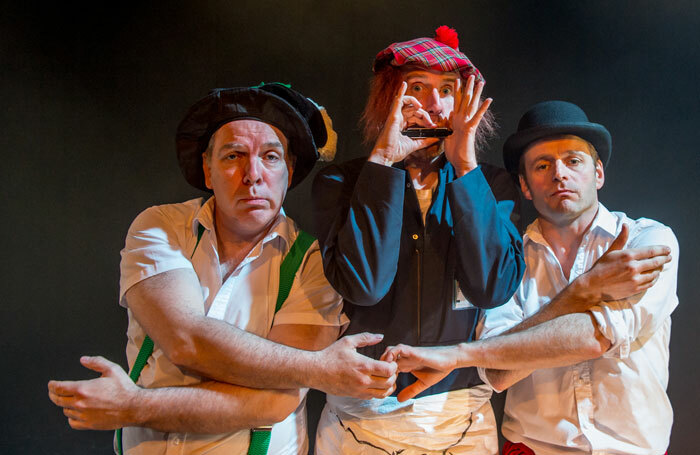 Lloyd Hutchinson, Brian Logan and Will Adamsdale in the Joke at Camden People's Theatre. Photo: Brian Roberts