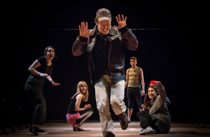 Freddie Fox and company in A Midsummer Night's Dream at Southwark Playhouse. Photo: Harry Grindrod