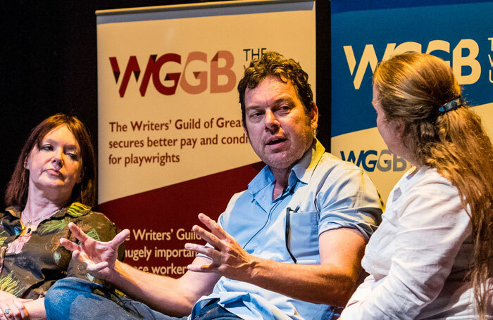 Joe Penhall with Mamma Mia! writer Catherine Johnson and author and lyricist Jenifer Toksvig at a panel at London Writers' Week. Photo: Em Fitzgerald