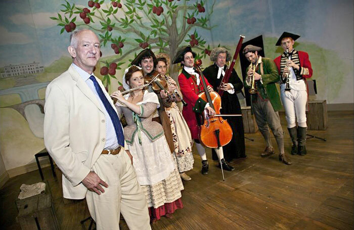 Theatre Royal Bury St Edmunds' outgoing chair Stephen Bourne with cast of The Poor Soldier in 2010