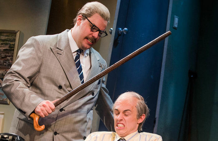 Henry Lewis and Jonathan Sayer in Mischief Theatre's The Comedy About a Bank Robbery. Photo: Tristram Kenton