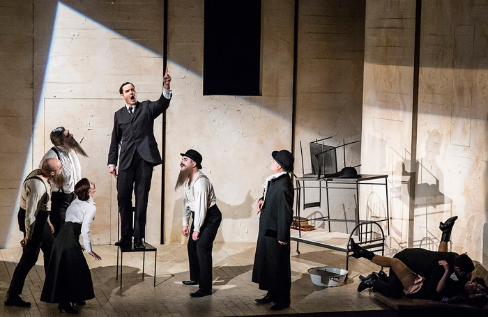 Nicholas Lester and the cast of The Trial at Theatre Royal Glasgow. Photo: James Glossop