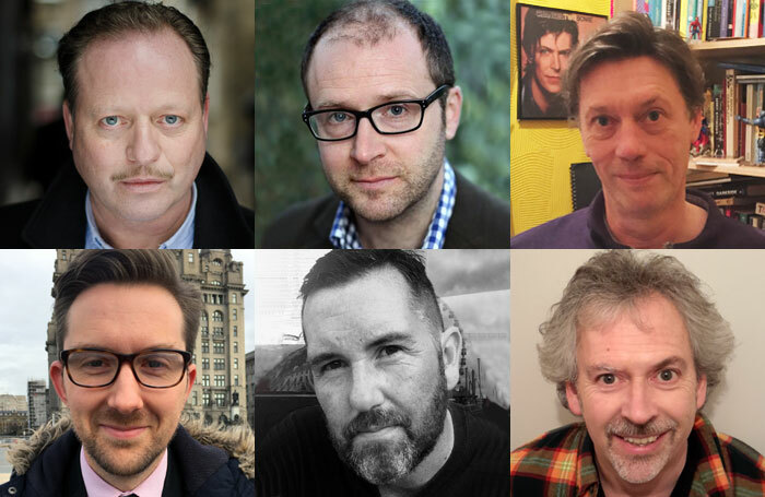 Shortlisted writers for the Liverpool Hope Playwriting Prize (from top, left to right): Simon Bradbury, Christopher Jordan, Gerry Linford, Stewart McDonald, Ian Nightingale and Neil Walden