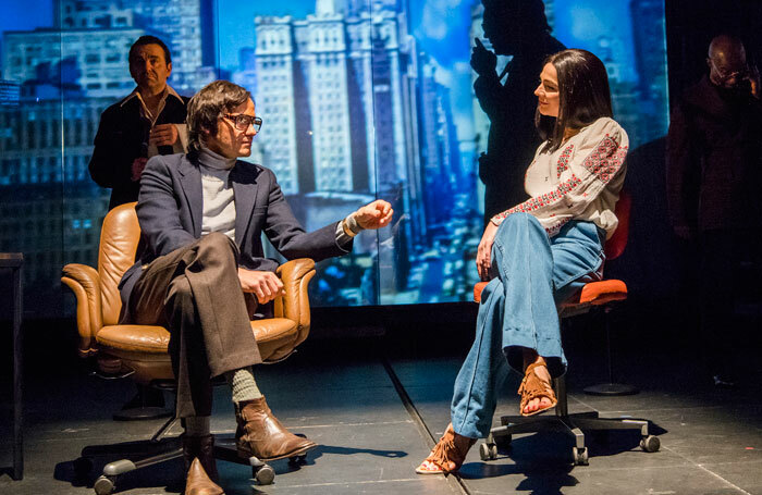 Christian Camargo and Heather Burns in The Kid Stays in the Picture at the Royal Court. Photo: Tristram Kenton