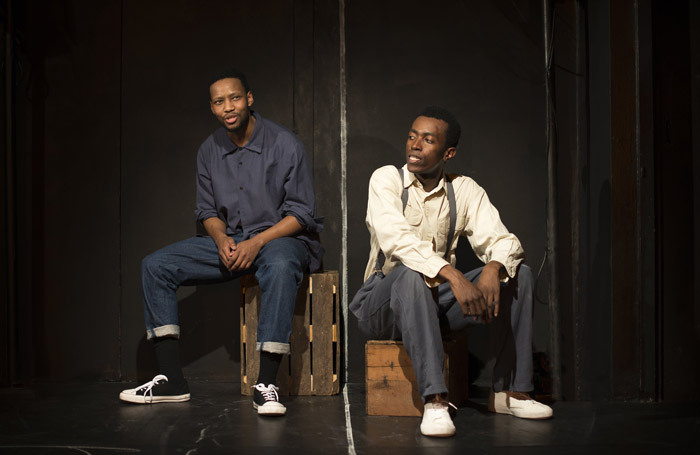 Simon Mokhele and Faaiz Mbelizi in It Is So Ordered at Pleasance Theatre, London. Photo: Tim Hall