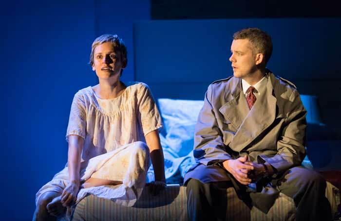 4. Denise Gough and Russell Tovey in Angels in America Part 1: Millennium Approaches at the National Theatre. Photo: Helen Maybanks