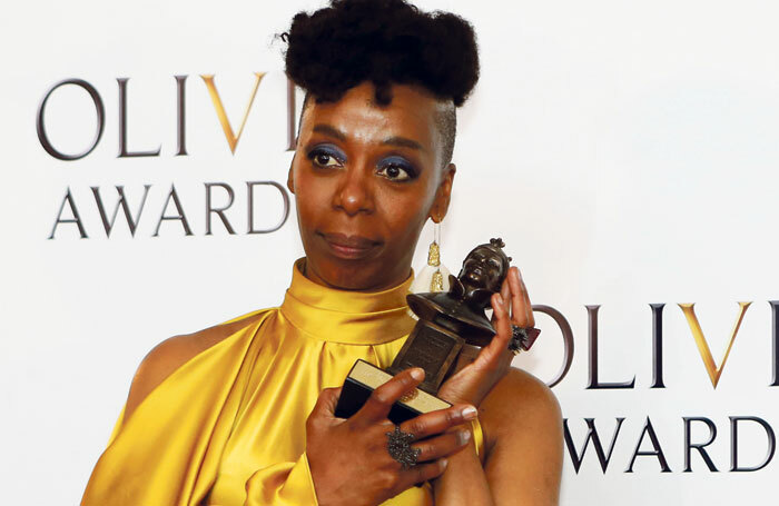 Dumezweni with her Olivier award for her role in Harry Potter and the Cursed Child. Photo: Pamela Raith