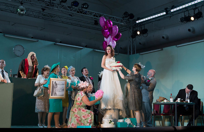 Natalie Montakhab and the ENO Chorus in Trial by Jury at Lilian Baylis House, London. Photo: Sarah Ainslie