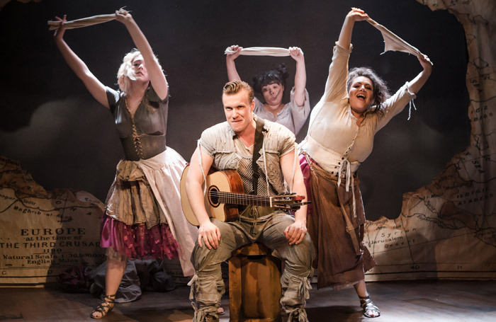 Connor Arnold and the cast of Blondel at the Union Theatre, London. Photo: Scott Rylander