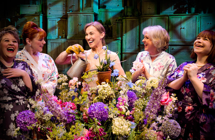 Claire Machin, Sophie Louise Dann, Joanna Riding, Claire Moore and Debbie Chazen in The Girls at Phoenix Theatre, London. Photo: Matt Crockett, Dewynters