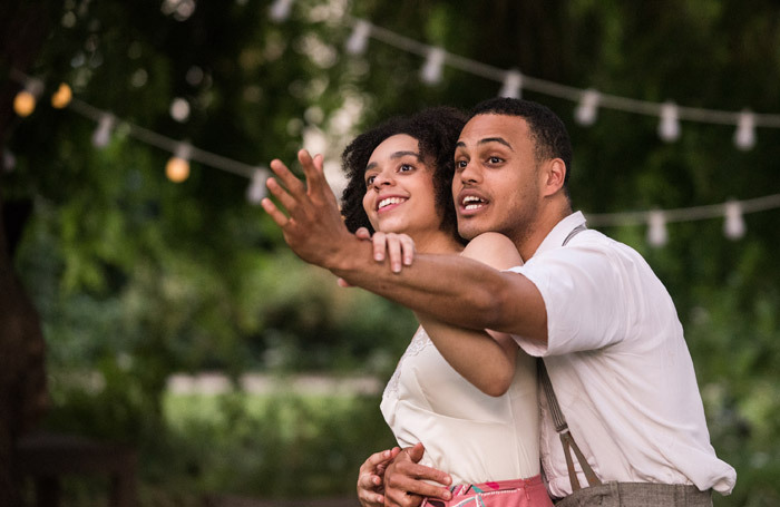 Indigo Griffiths and Adam Strawford in Romeo and Juliet at St James Square, London