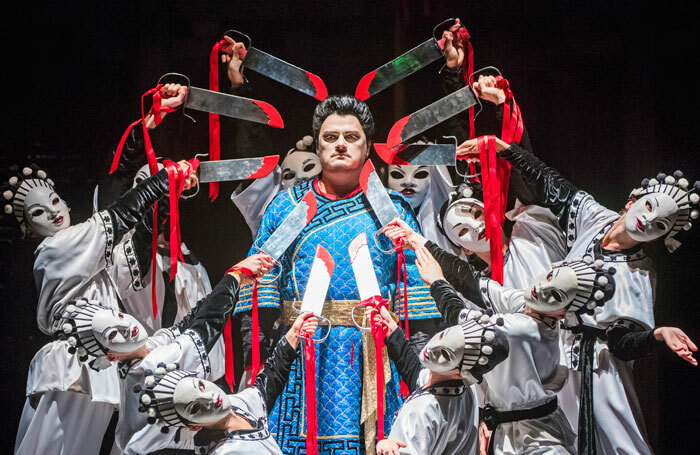 Aleksandrs Antonenko (centre) inTurandot at the Royal Opera House. Photo: Tristram Kenton