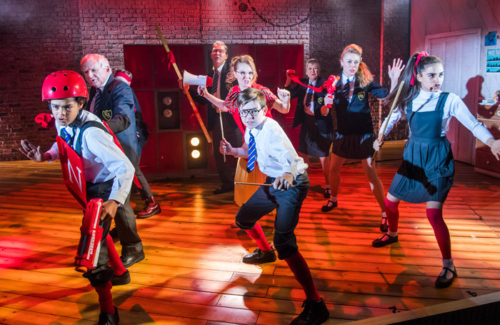 The cast of The Secret Diary of Adrian Mole Aged 13 3/4 at Menier Chocolate Factory, London. Photo: Tristram Kenton