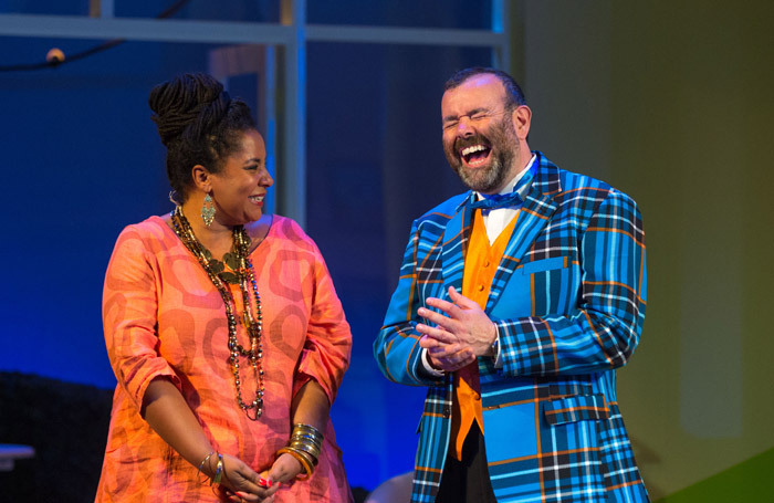 Sarah Quist and Simon Lloyd in a Fox on the Fairway at Queen's Theatre, Hornchurch. Photo: Mark Sepple