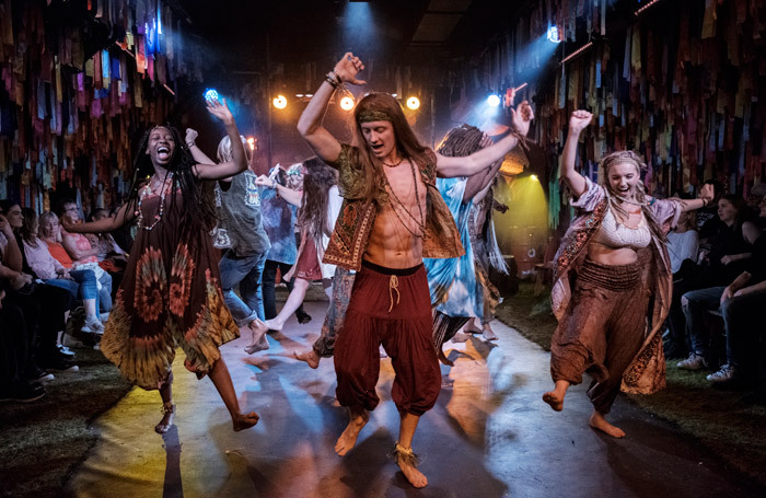 The cast of Hair at the Vaults, London. Photo:  Claire Bilyard