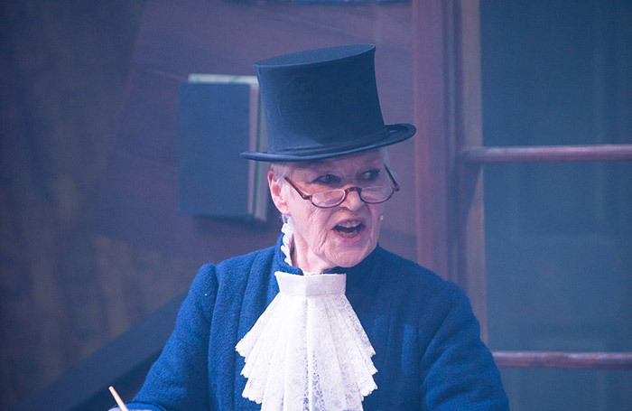 Ann Louise Ross as Scrooge in A Christmas Carol at Dundee Rep. Photo: Tommy Ga-Ken Wan