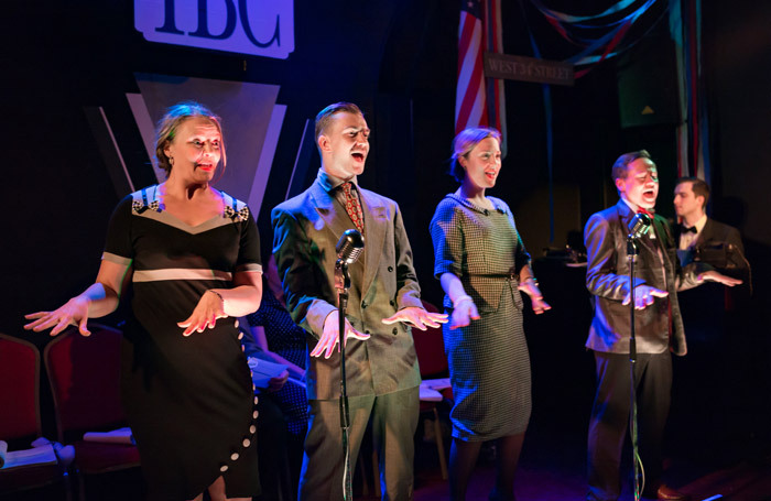 The cast of Miracle on 34th Street at Bridge House Theatre, London. Photo: Nick Rutter